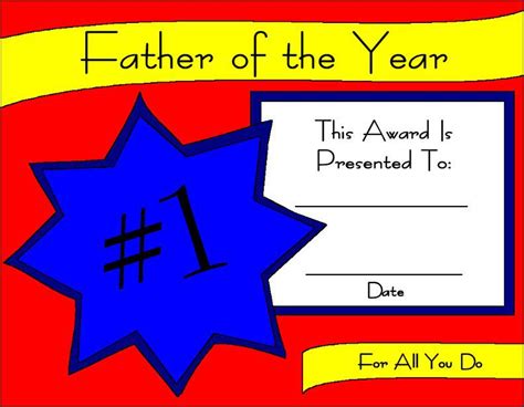 Father Of The Year Certificate Printable